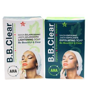 B.B CLEAR AHA Vitamin C LIGHTENING SOAP and 1 Exfoliating  Soap (2 Soaps)